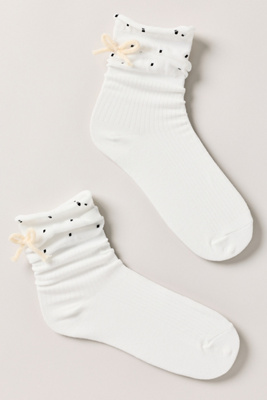 Casa Clara Apple Ruffle Socks In White