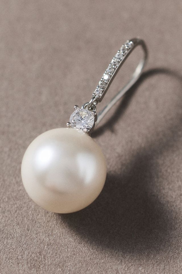 By Adina Eden Pavé Pearl Drop Earrings #1