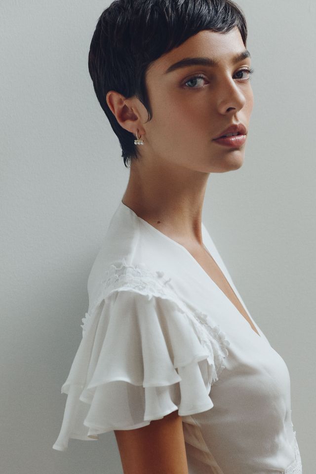 By Adina Eden Pavé Pearl Bar Hoop Earrings #1
