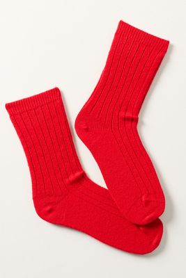 By Anthropologie Ribbed Cashmere Blend Crew Socks