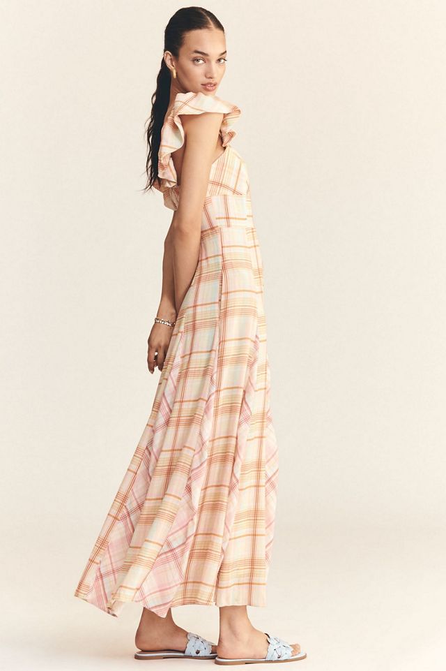 Maeve Linen Blend Flutter-Sleeve A-Line Maxi Dress #3