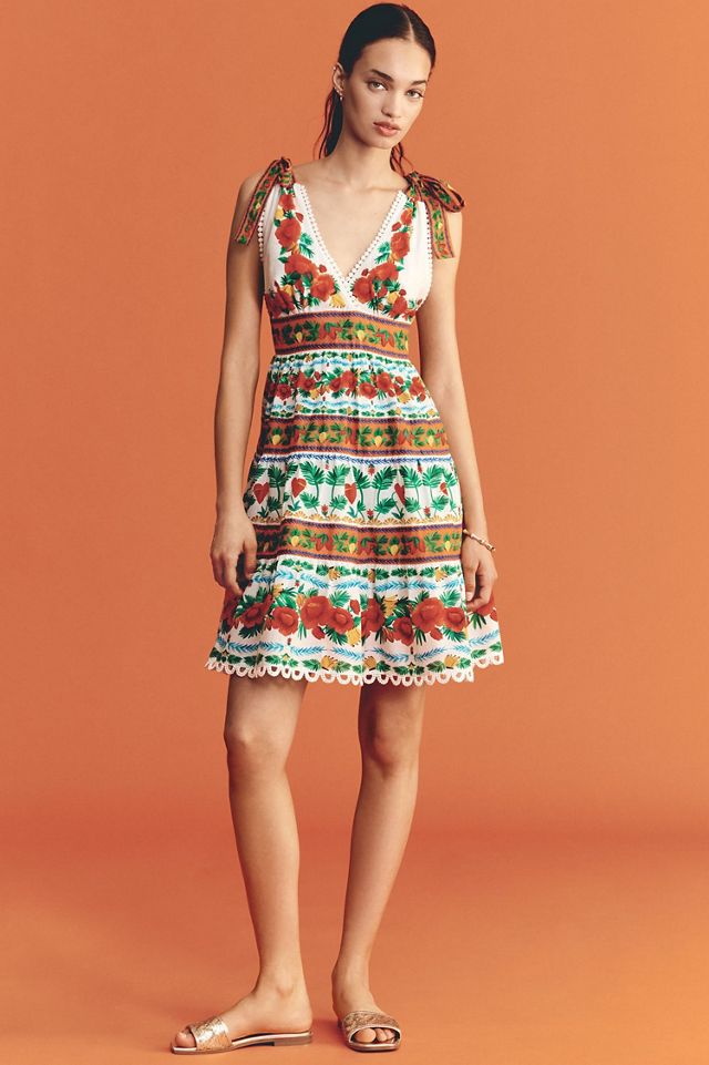 FARM Rio V-Neck Tiered Mini Dress #3