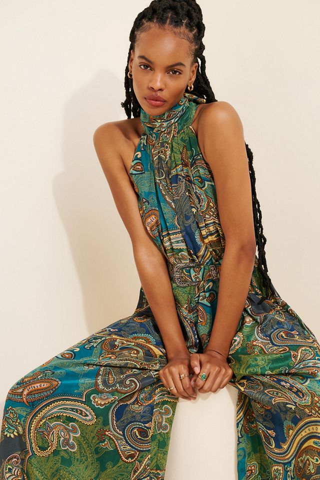 Ollari Paisley Halter Jumpsuit #3