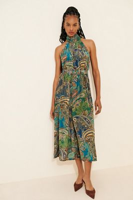 Ollari Paisley Halter Jumpsuit