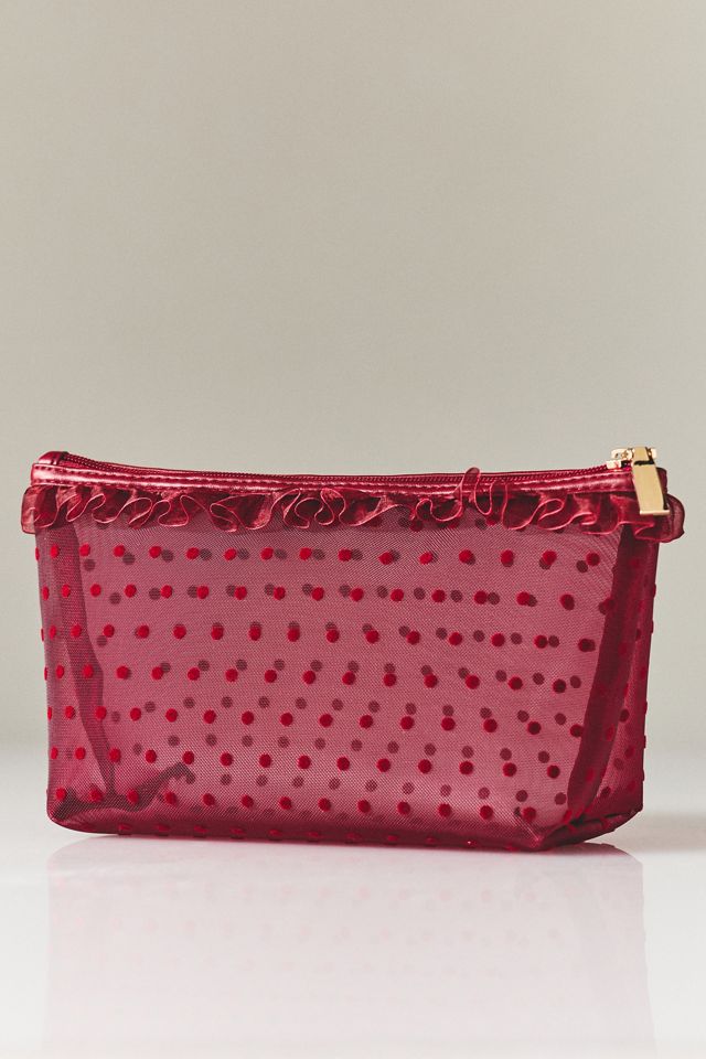 By Anthropologie Mesh Pouch with Flocked Dots #1