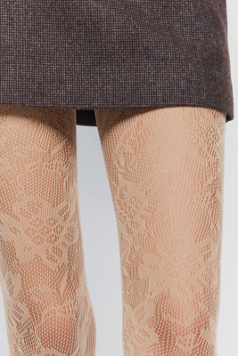 High Heel Jungle Lola Lace Tights In Neutral
