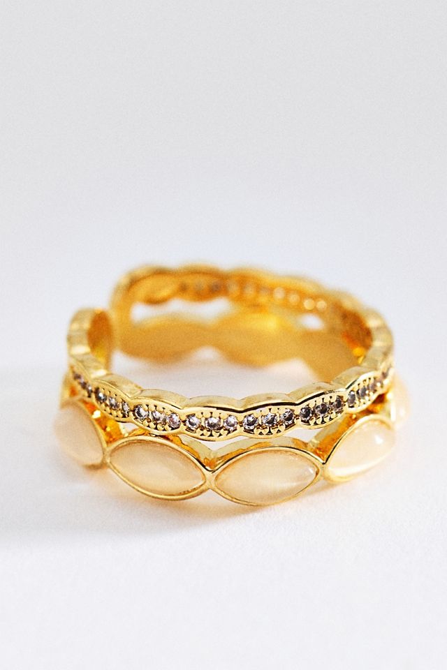 By Anthropologie Gemstone Stacking Ring, Set of 2 #1