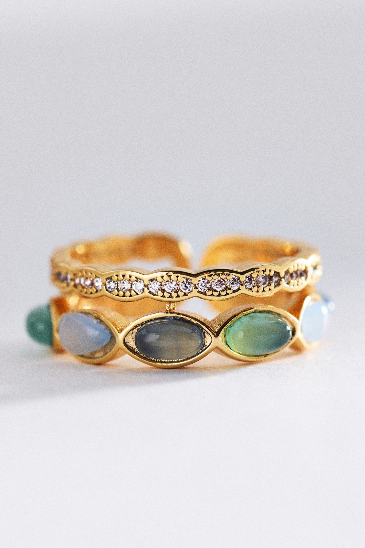 By Anthropologie Gemstone Stacking Ring, Set of 2