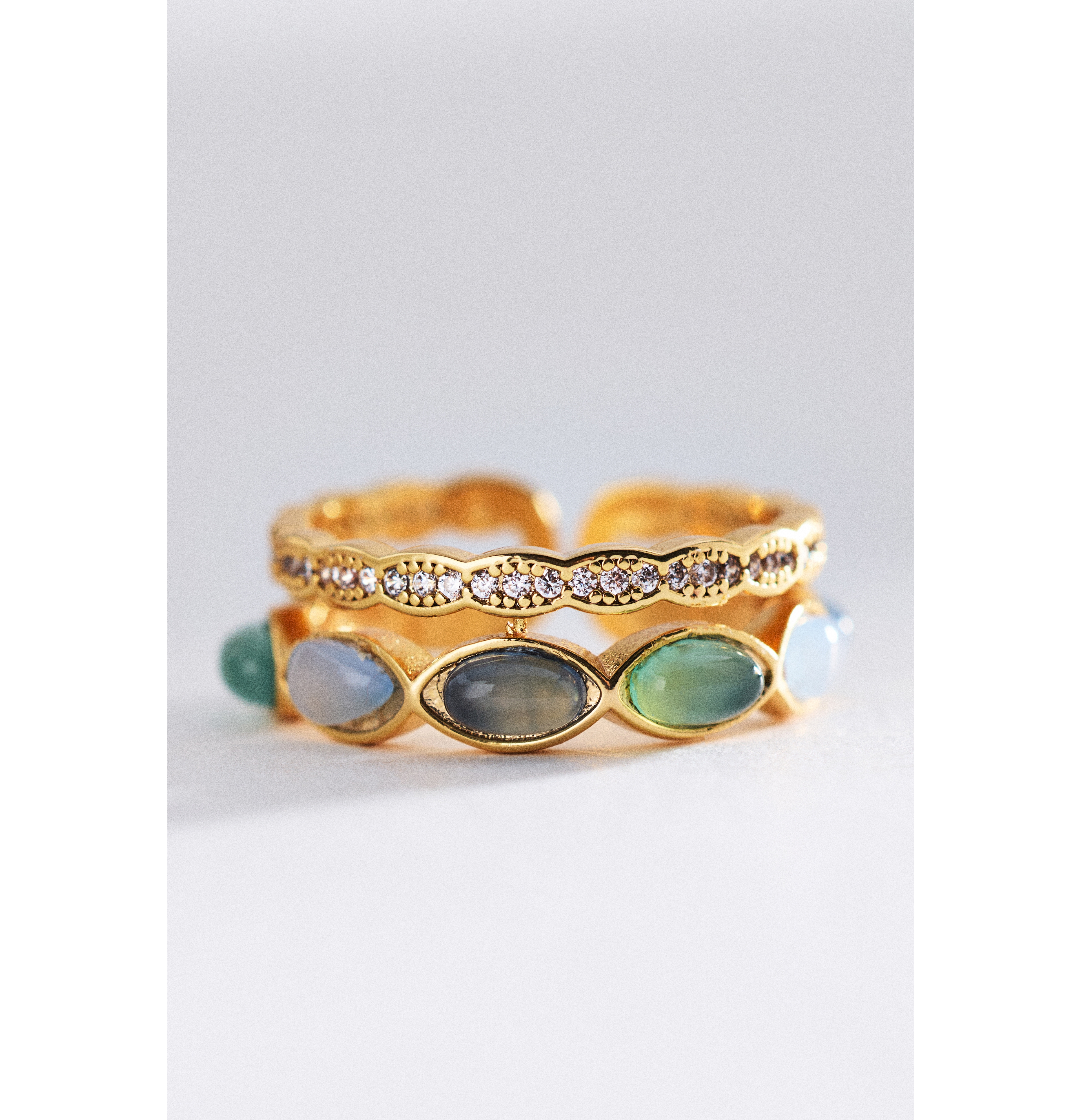 By Anthropologie Gemstone Stacking Ring, Set of 2