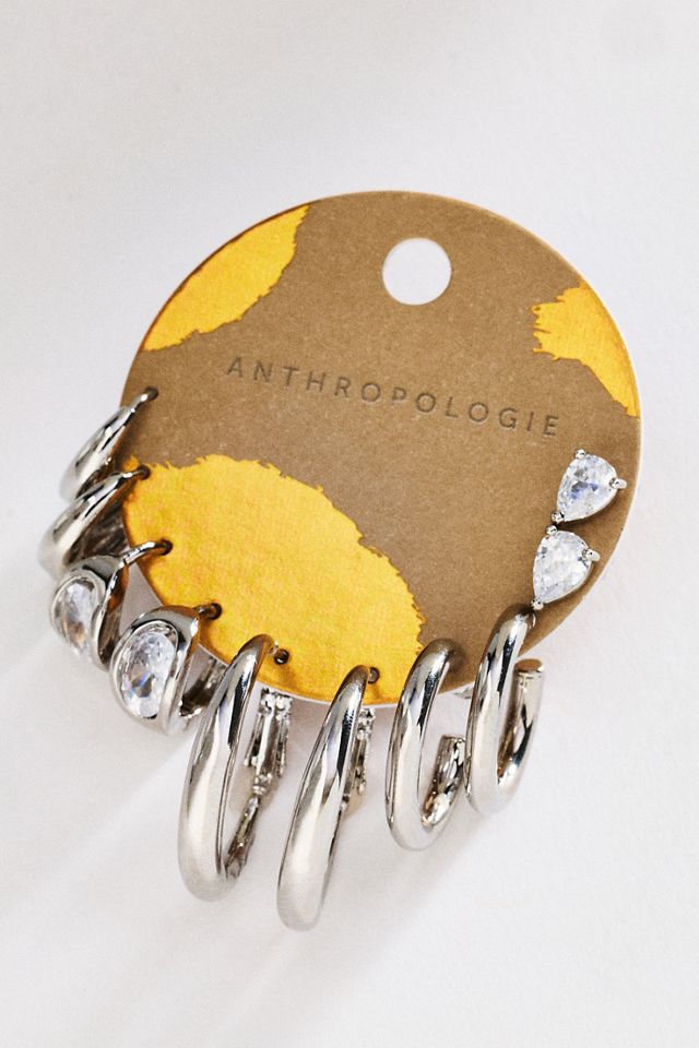 By Anthropologie Crystal and Hoop Earrings, Set of 5 #1