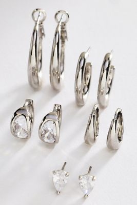 By Anthropologie Crystal and Hoop Earrings, Set of 5