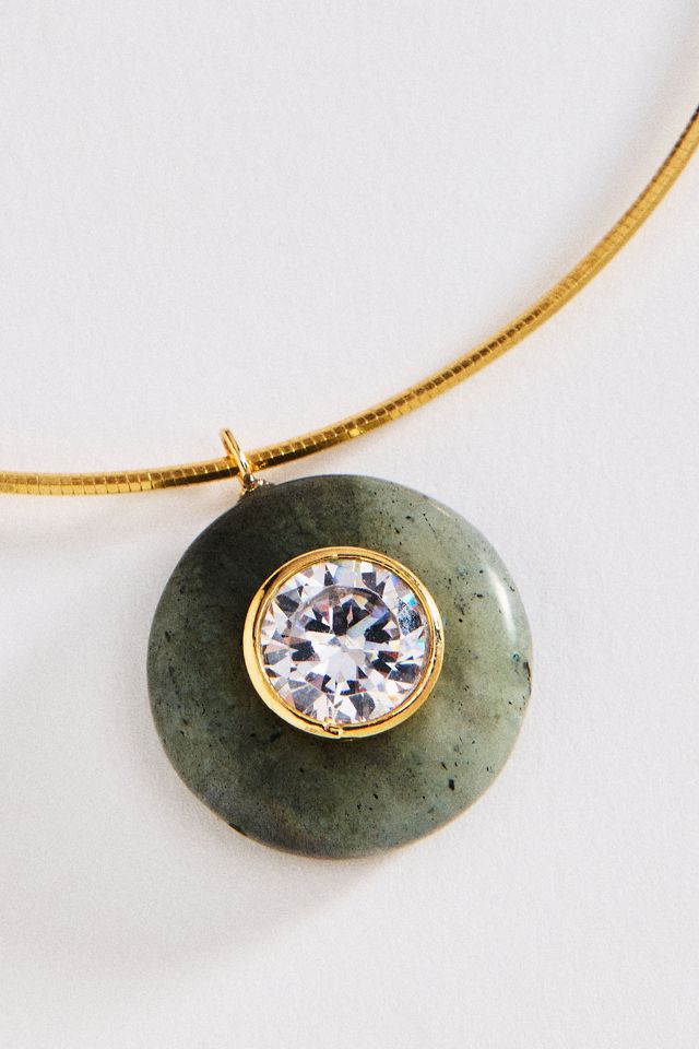 By Anthropologie Resin Bezel Pendant Necklace #1