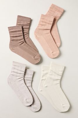 MUK LUKS Cotton Crew Socks, Set of 4