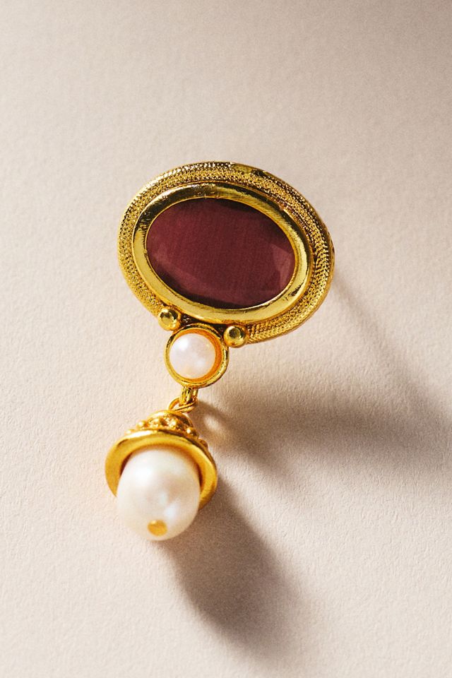 Maison Irem Garnet Pearl Drop Earrings #2