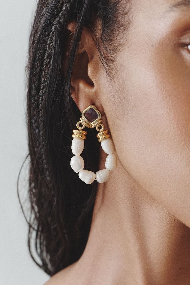 Maison Irem Freshwater Pearl Loop Earrings #1