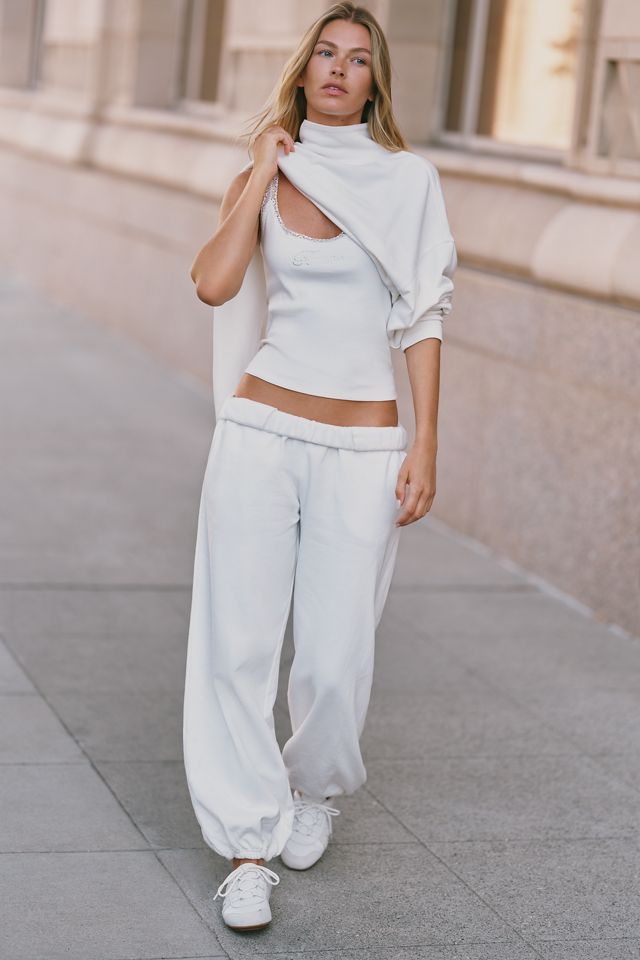 By Anthropologie Weddings Bride 100% Cotton Rhinestone Sweatpants  #3