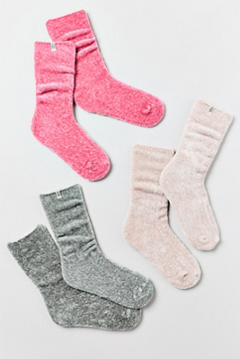Ugg Leda Sparkle Crew Socks, Set Of 3 In Beige