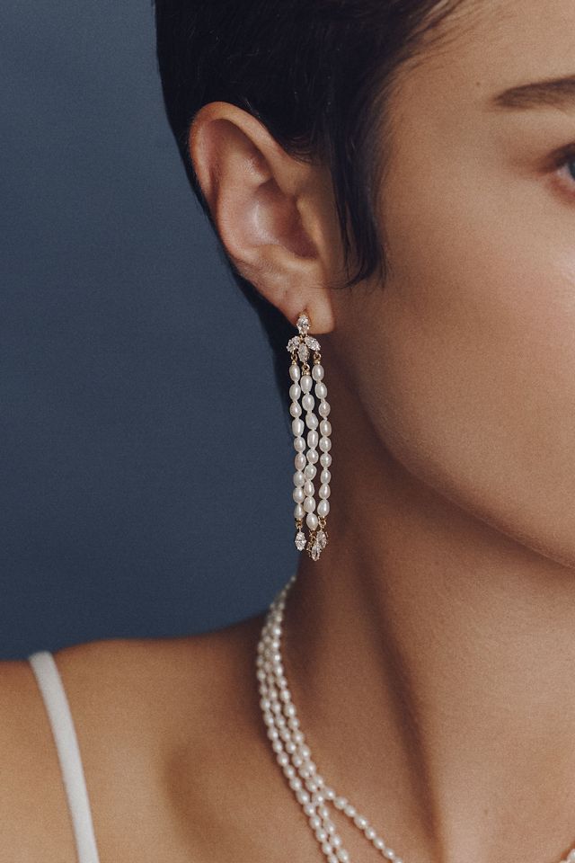 NADRI Freshwater Pearl Linear Drop Earrings #3