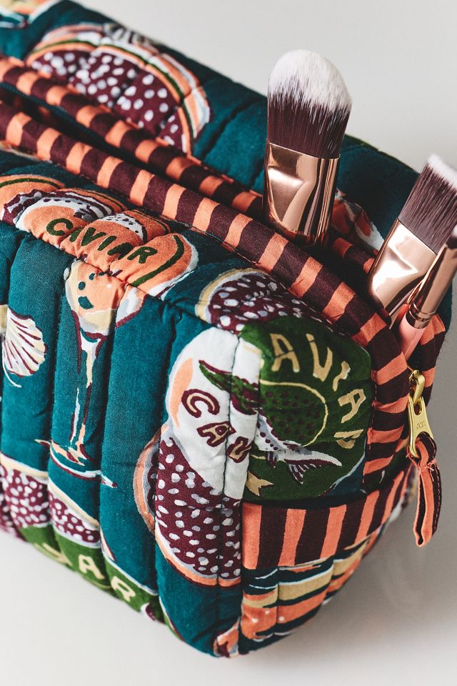 Printfresh Champagne & Caviar Peacock Feather Quilted Pouch #1
