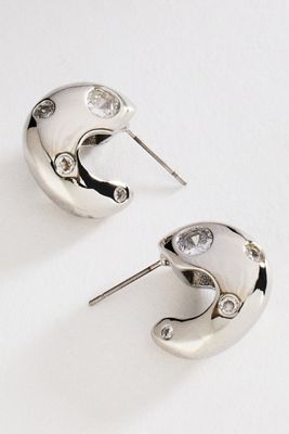 By Anthropologie Chunky Bezel Crystal Hoops