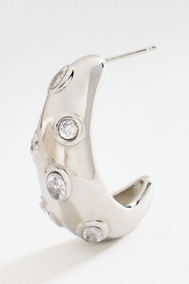 By Anthropologie Crystal Chunky Hoop Earrings #1
