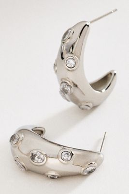 By Anthropologie Crystal Chunky Hoop Earrings