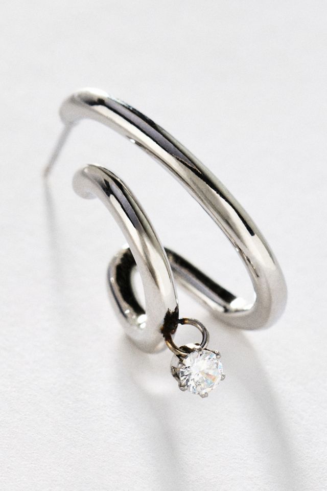 By Anthropologie Crystal Double-Hoop Earrings #1