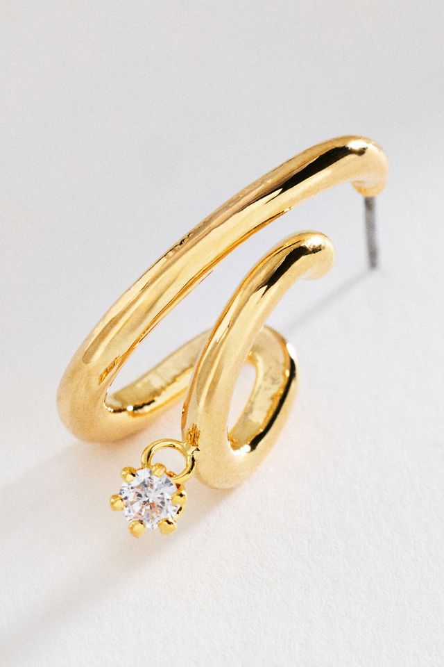 By Anthropologie Crystal Double-Hoop Earrings #1
