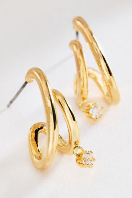 By Anthropologie Crystal Double-Hoop Earrings
