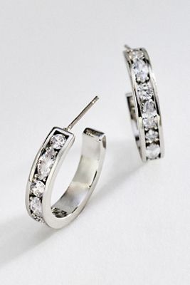 By Anthropologie Mixed Stone Bezel Hoop Earrings