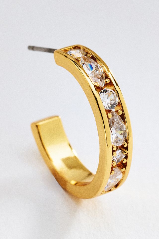 By Anthropologie Mixed Stone Bezel Hoop Earrings #1