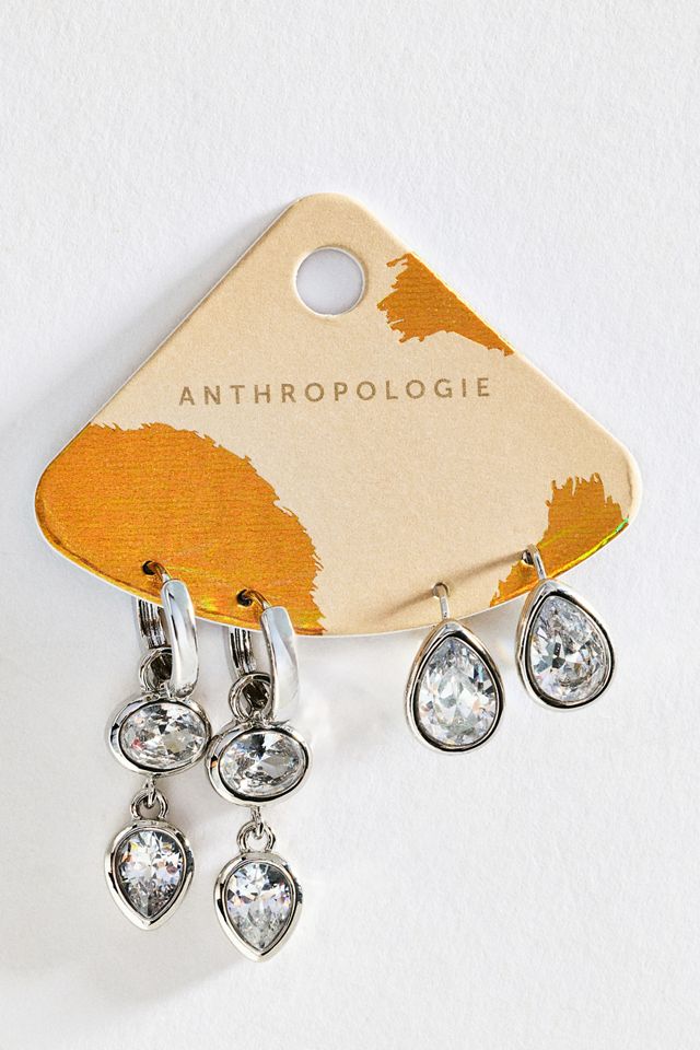 By Anthropologie Bezel Huggie Hoop Earrings #1