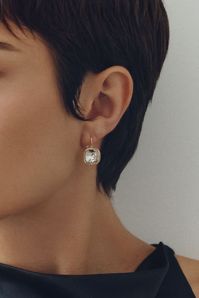 By Anthropologie Cushion Bezel French Hook Earrings #3