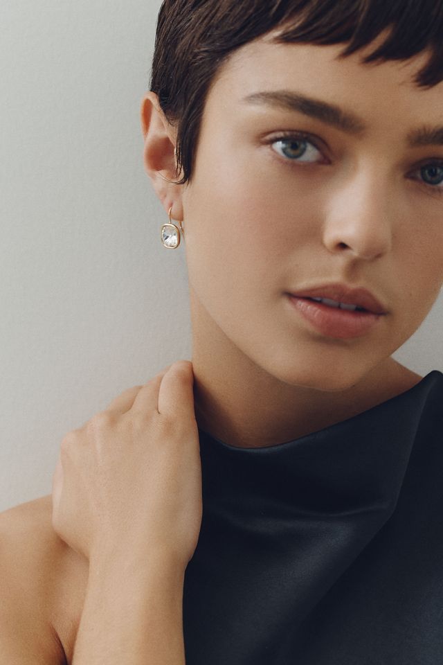 By Anthropologie Cushion Bezel French Hook Earrings #2