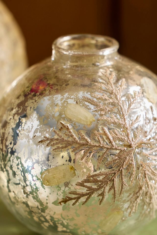 Pressed Evergreen Mercury Glass Bauble Vase #1
