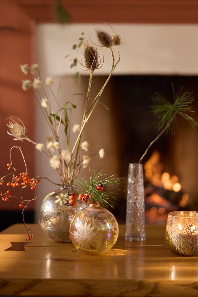 Pressed Evergreen Mercury Glass Bauble Vase #3