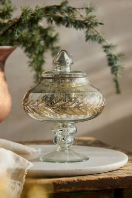 Footed Mercury Glass Jar