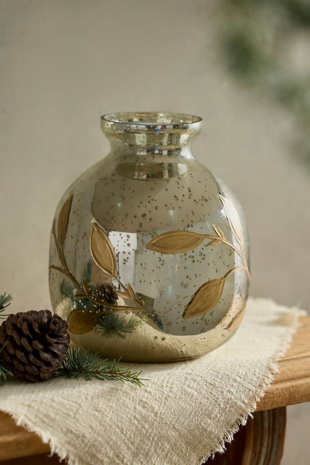 Leafy Mercury Glass Vase #2