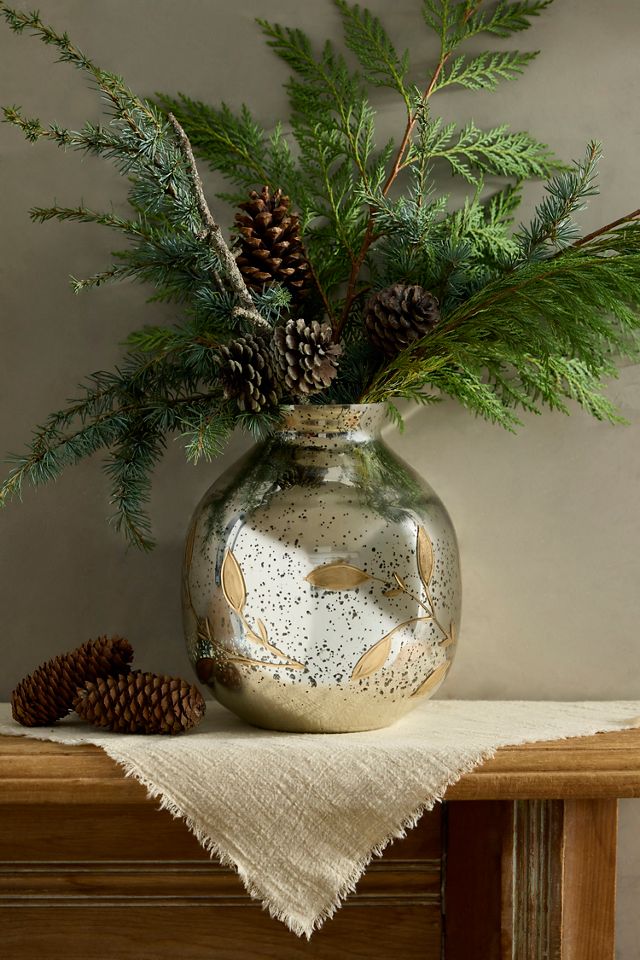 Leafy Mercury Glass Vase #3
