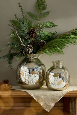 Leafy Mercury Glass Vase