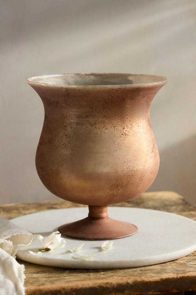 Rustic Metallic Glass Flare Vase #3