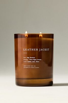 Brooklyn Candle Studio Woody Leather Jacket Glass Jar Candle
