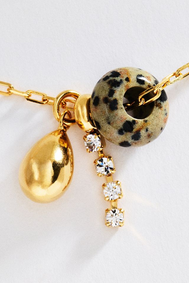 By Anthropologie Grey Dalmatian Jasper Necklace #1