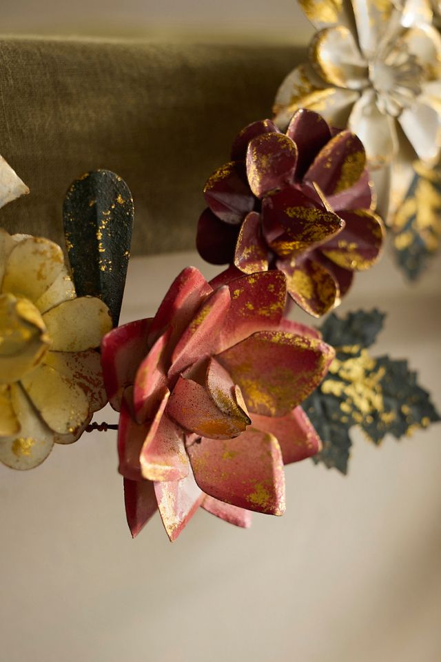 Gilded Winter Floral Iron Garland #1