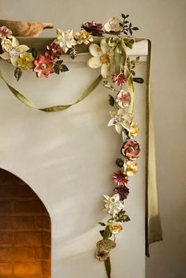 Gilded Winter Floral Iron Garland
