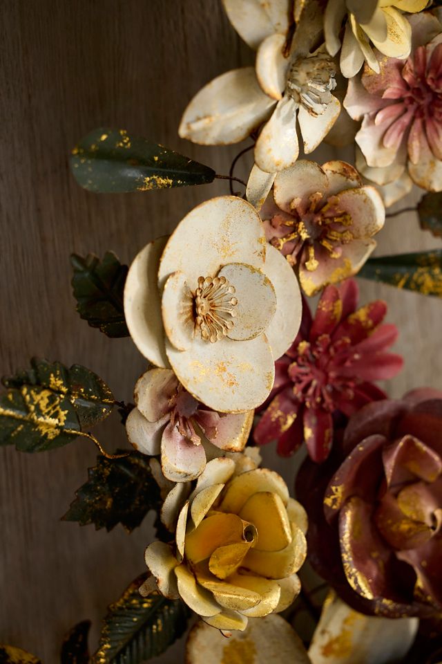 Gilded Winter Floral Iron Wreath #1