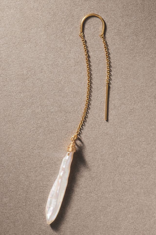 Adorn Pili Raine Gold and Pearl Threader Earrings #1