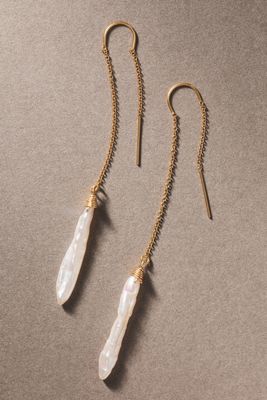 Adorn Pili Raine Gold and Pearl Threader Earrings