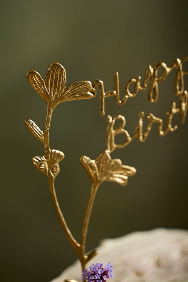 Terrain Happy Birthday Brass Cake Topper #1