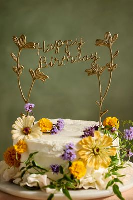 Happy Birthday Brass Cake Topper